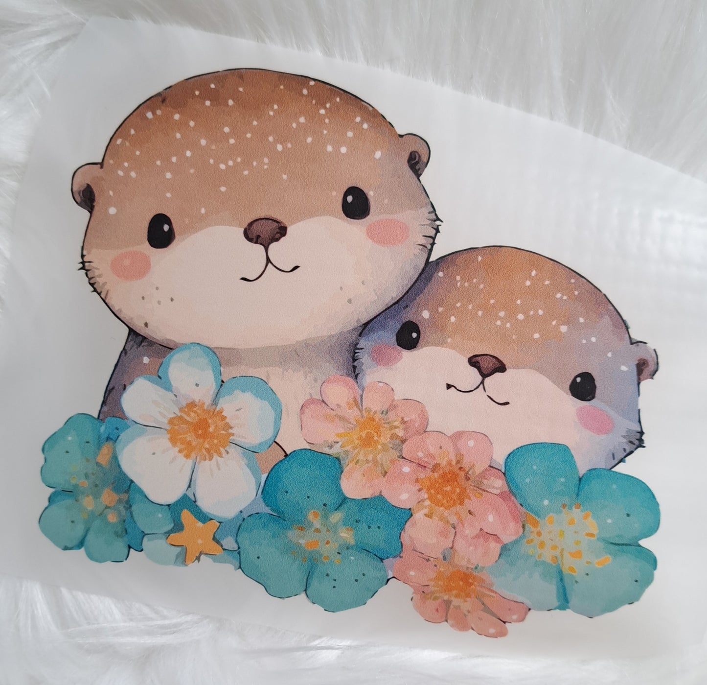 Bügelbild Otter mit Blumen