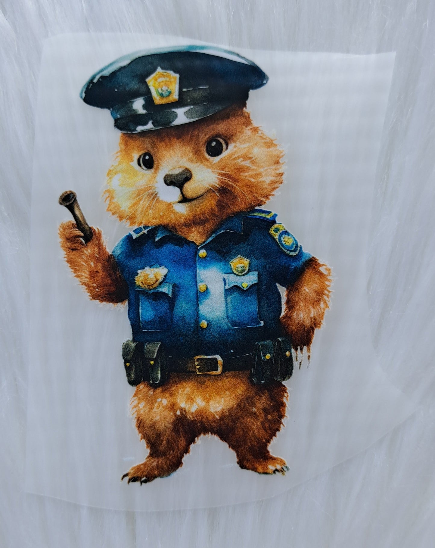 Bügelbild Hamster/Polizei