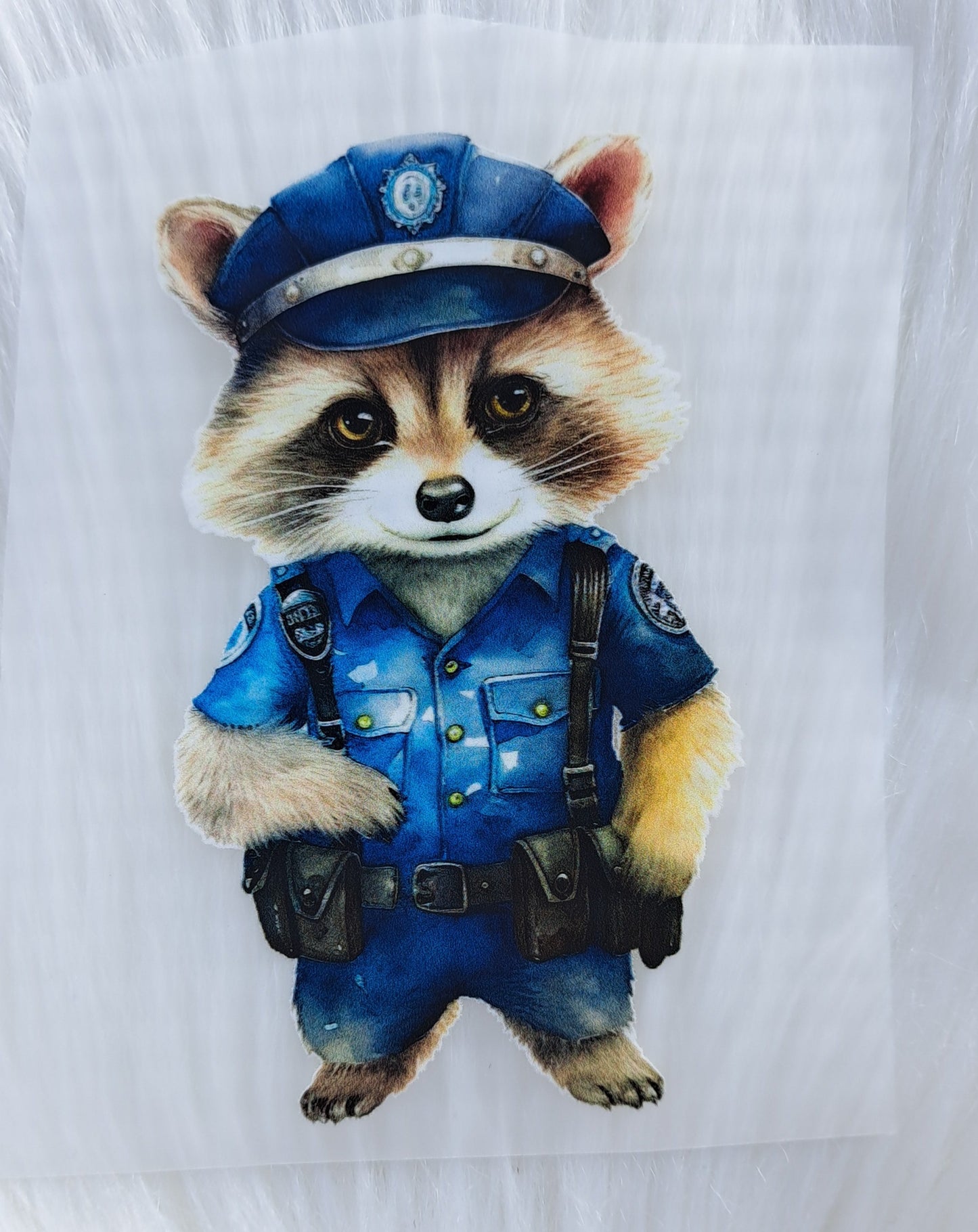 Bügelbild Waschbär/Polizei