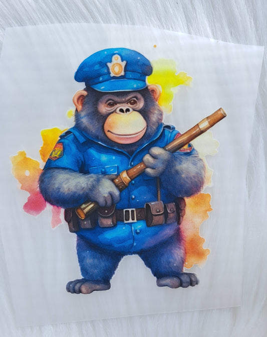 Bügelbild Gorilla/Polizei