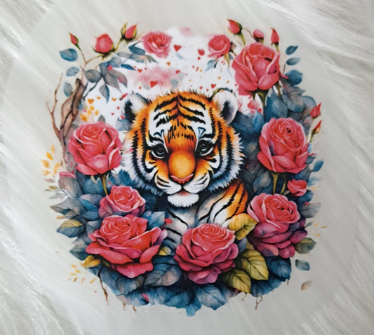 Bügelbild Tiger/Rosen