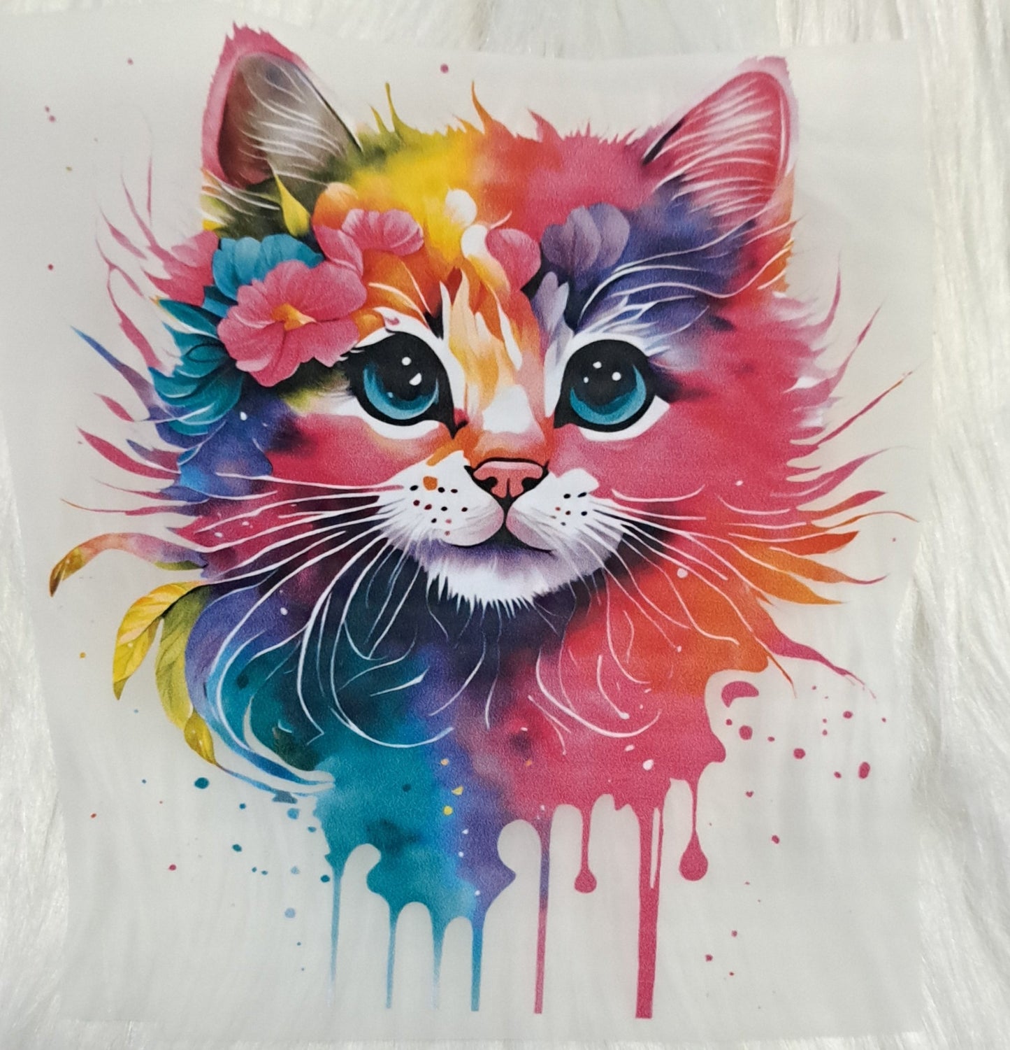 Bügelbild Katze bunt