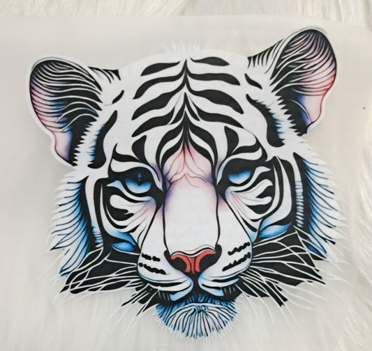 Bügelbild Tiger weiss