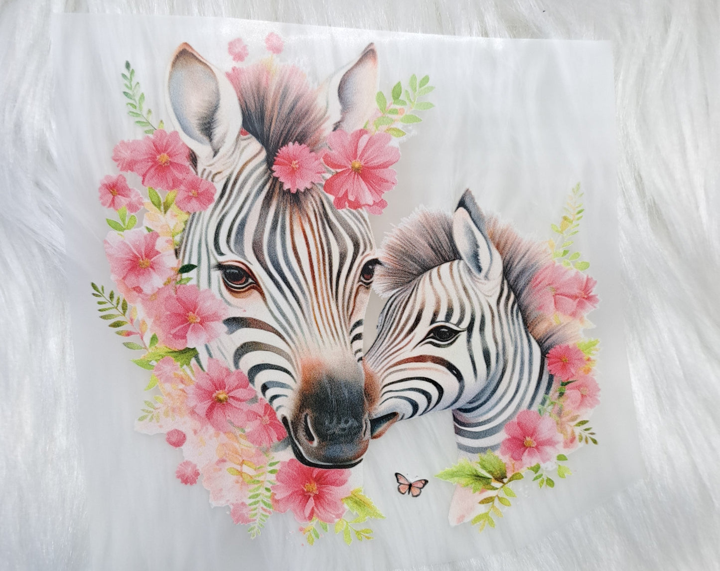 Bügelbild Zebra mit Blumen