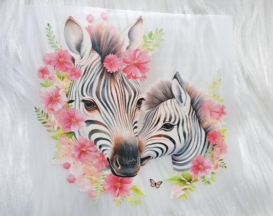 Bügelbild Zebra mit Blumen