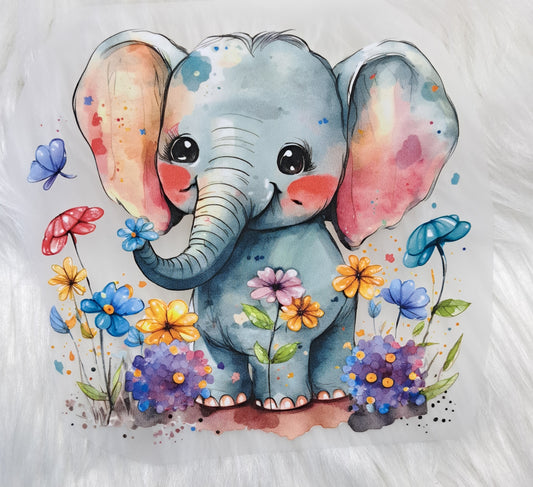 Bügelbild Elefant mit Blumen