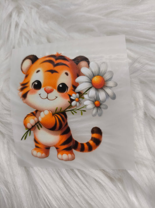 Bügelbild Tiger Blume