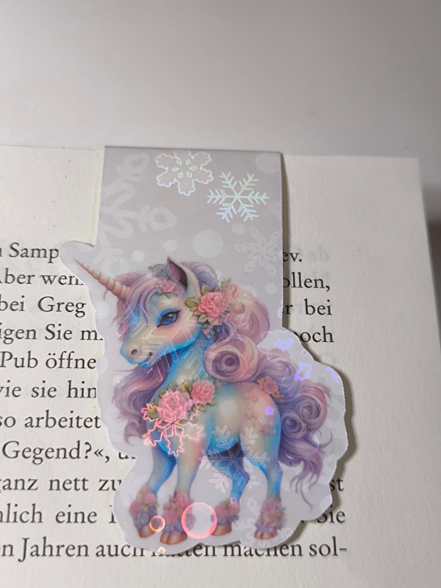 Lesezeichen Einhorn (Schneeflocken-Effekt)